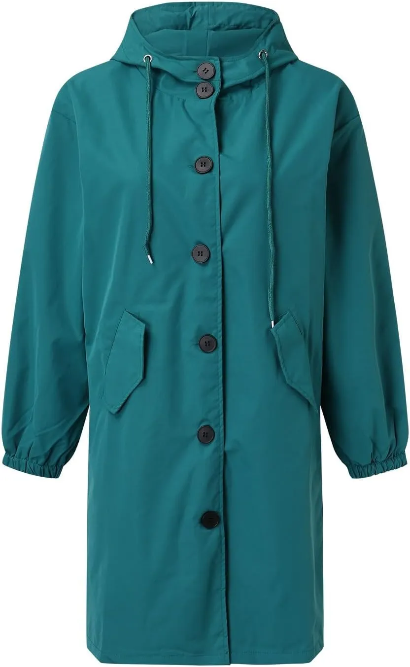2025 Women's Fashion Trench Coat Notch Lapel Double Breasted Thick A Line Pea Coats Jacket with Pockets