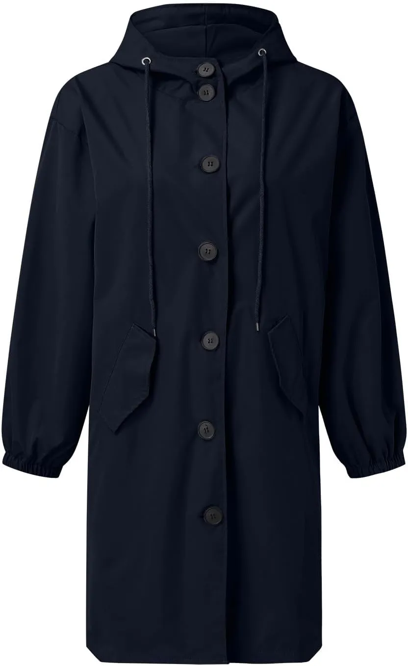 2025 Women's Fashion Trench Coat Notch Lapel Double Breasted Thick A Line Pea Coats Jacket with Pockets