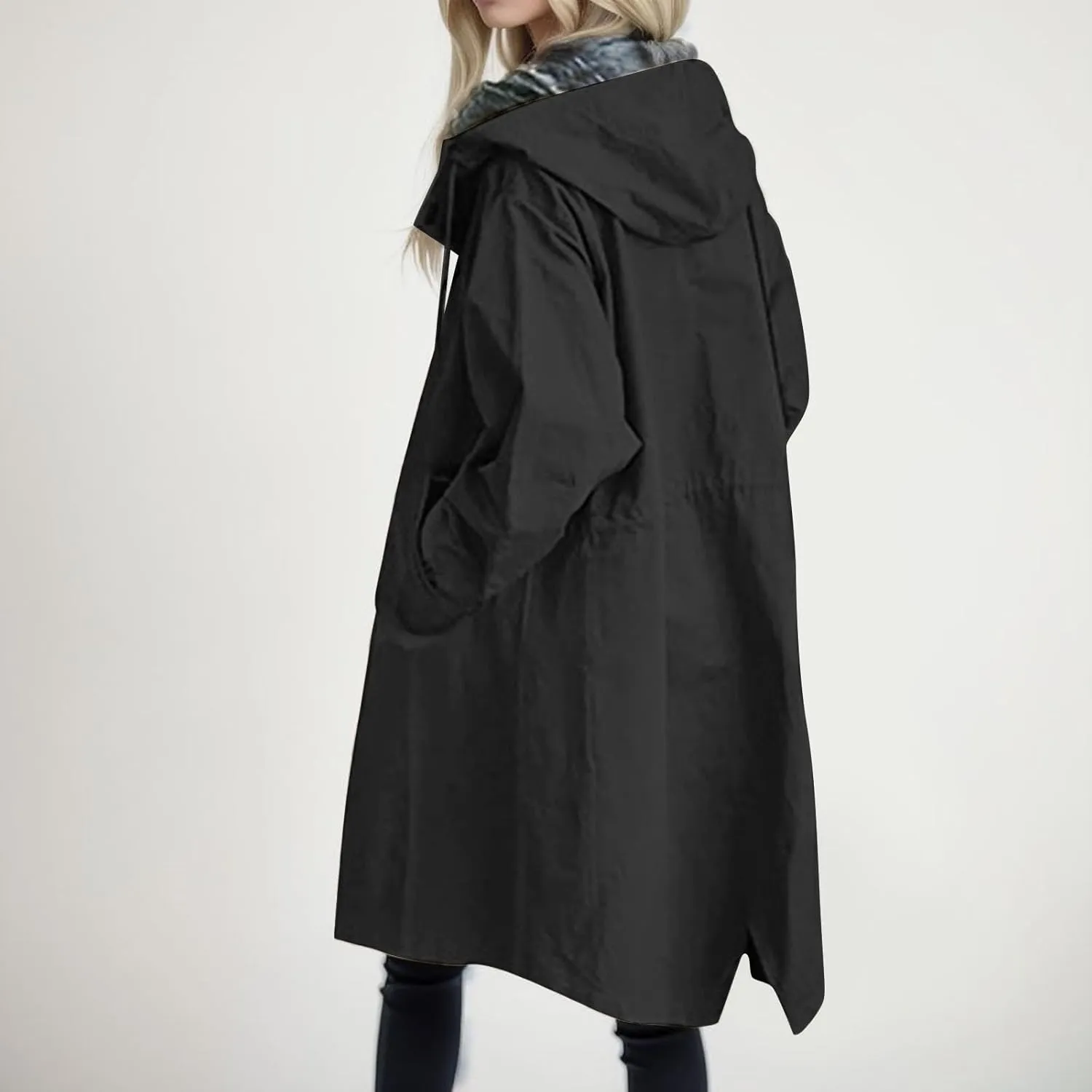 2025 Women's Fashion Trench Coat Notch Lapel Double Breasted Thick A Line Pea Coats Jacket with Pockets