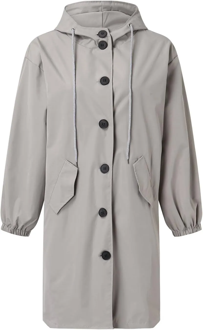 2025 Women's Fashion Trench Coat Notch Lapel Double Breasted Thick A Line Pea Coats Jacket with Pockets