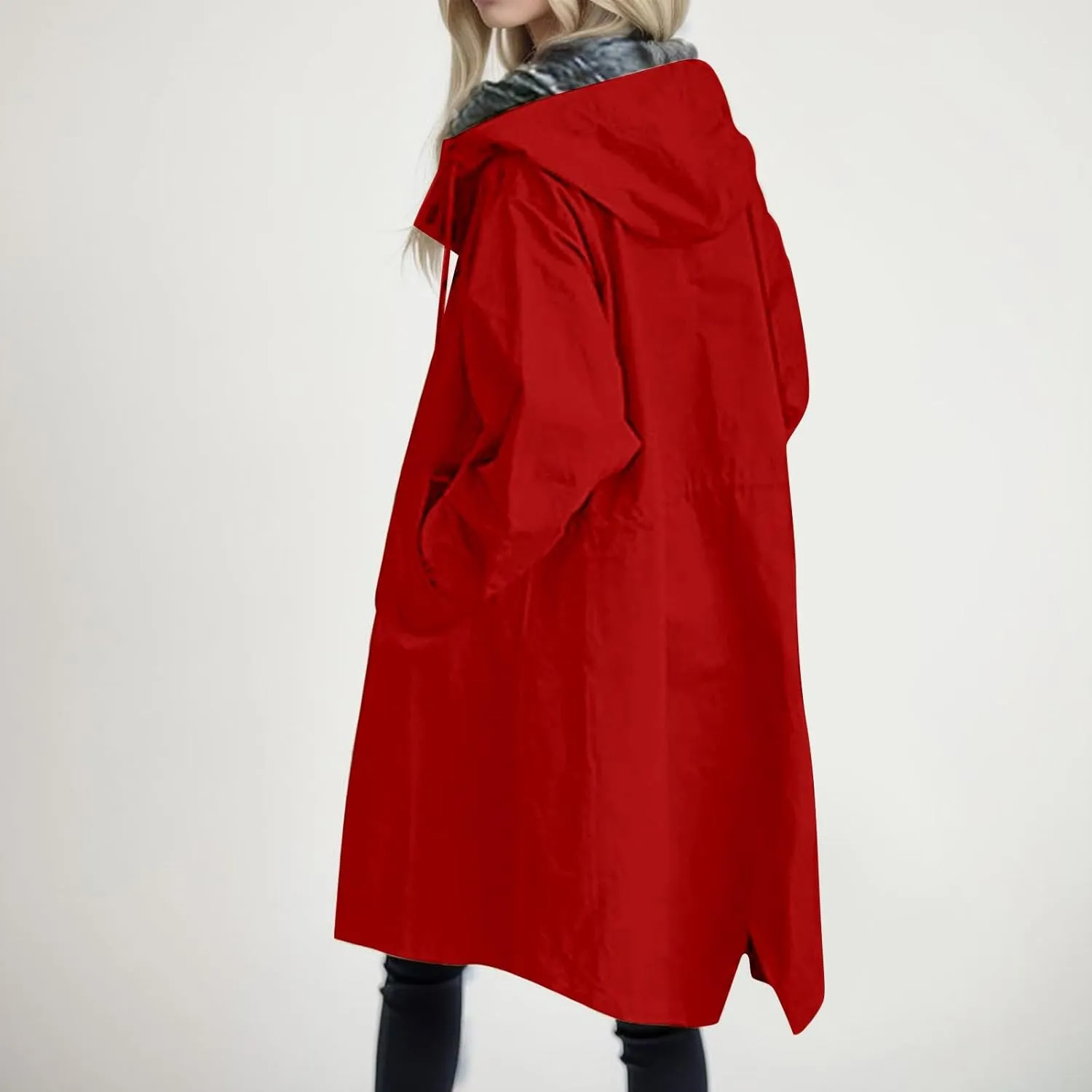 2025 Women's Fashion Trench Coat Notch Lapel Double Breasted Thick A Line Pea Coats Jacket with Pockets
