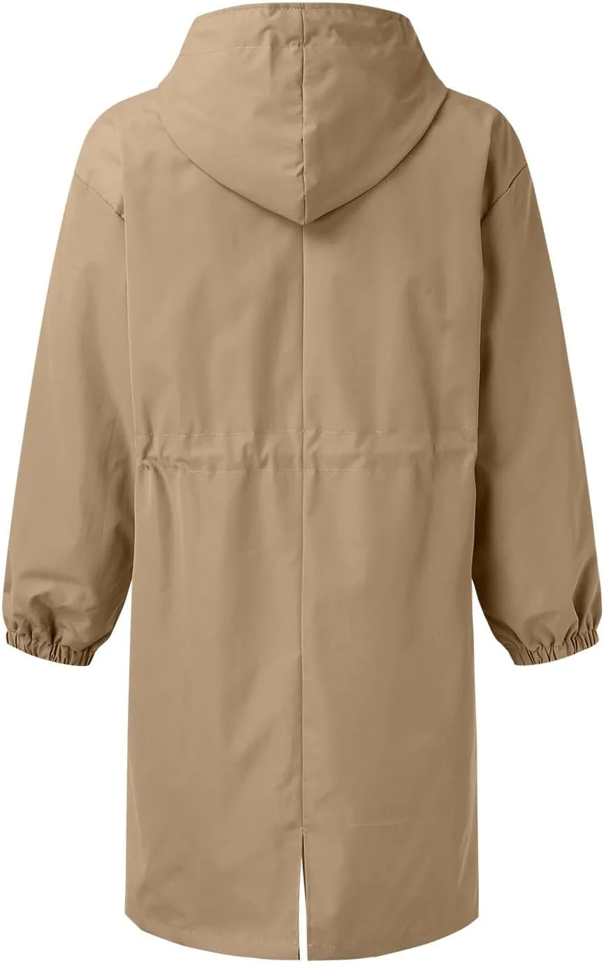 2025 Women's Fashion Trench Coat Notch Lapel Double Breasted Thick A Line Pea Coats Jacket with Pockets