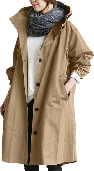 2025 Women's Fashion Trench Coat Notch Lapel Double Breasted Thick A Line Pea Coats Jacket with Pockets