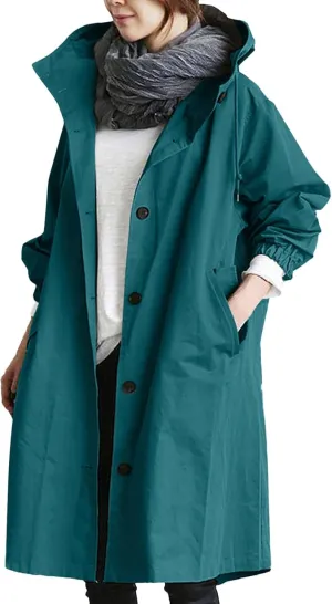 2025 Women's Fashion Trench Coat Notch Lapel Double Breasted Thick A Line Pea Coats Jacket with Pockets