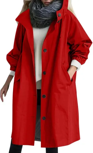 2025 Women's Fashion Trench Coat Notch Lapel Double Breasted Thick A Line Pea Coats Jacket with Pockets