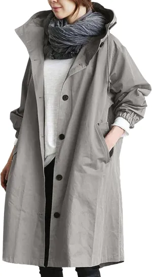 2025 Women's Fashion Trench Coat Notch Lapel Double Breasted Thick A Line Pea Coats Jacket with Pockets