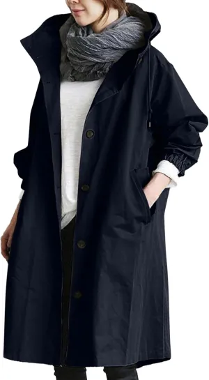 2025 Women's Fashion Trench Coat Notch Lapel Double Breasted Thick A Line Pea Coats Jacket with Pockets