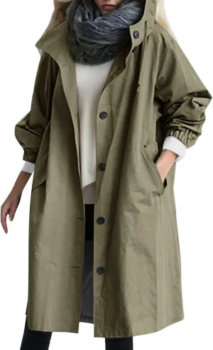 2025 Women's Fashion Trench Coat Notch Lapel Double Breasted Thick A Line Pea Coats Jacket with Pockets