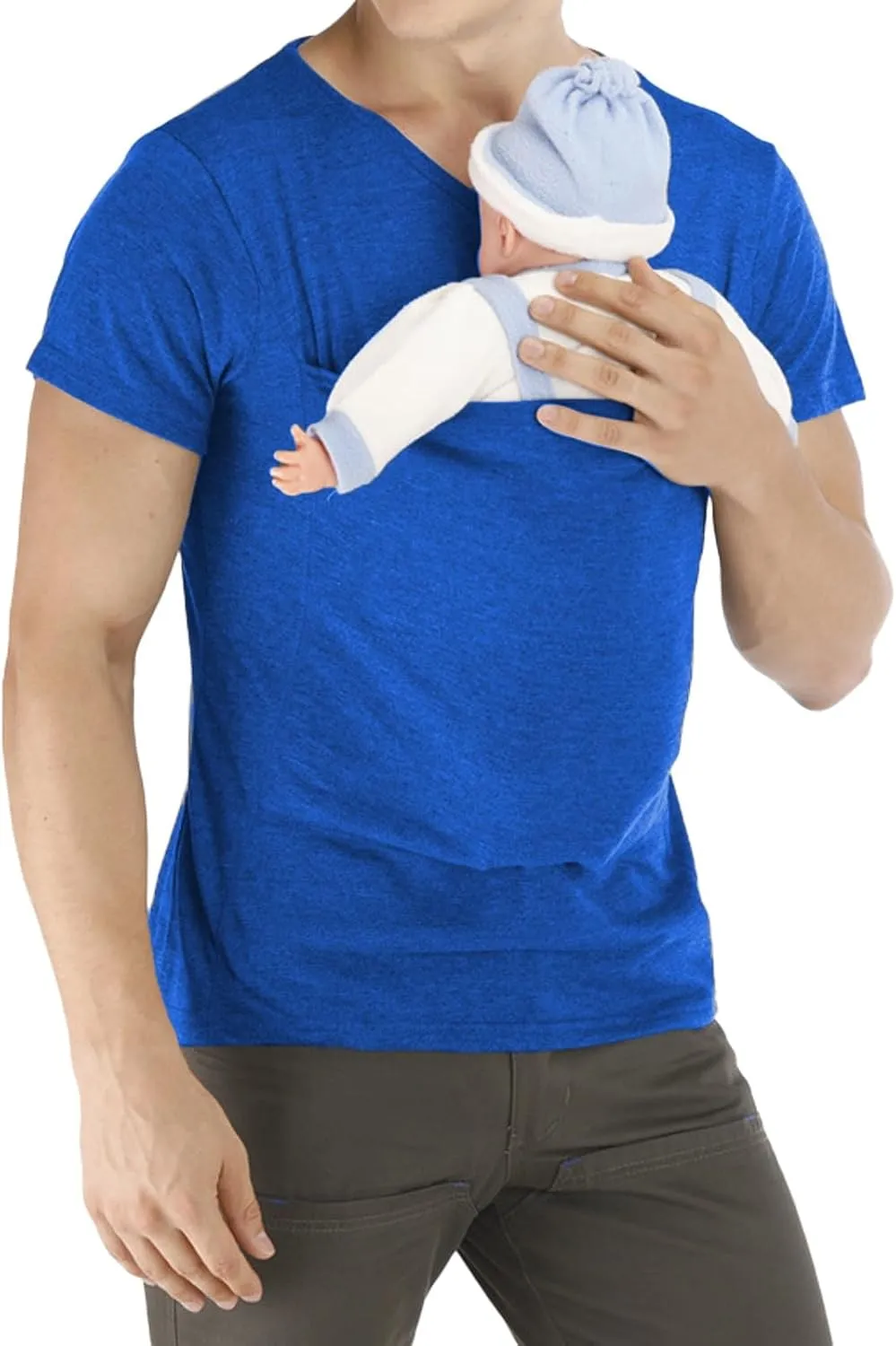 2PCS Kangaroo Shirt for Dad V Neck Short Sleeve Kangaroo T Shirts for Men Skin to Skin T-Shirt with Pocket