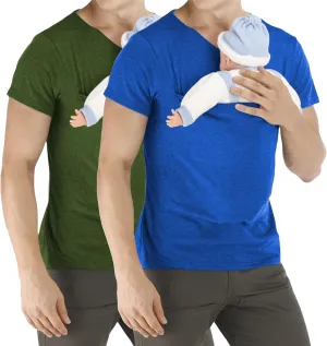 2PCS Kangaroo Shirt for Dad V Neck Short Sleeve Kangaroo T Shirts for Men Skin to Skin T-Shirt with Pocket