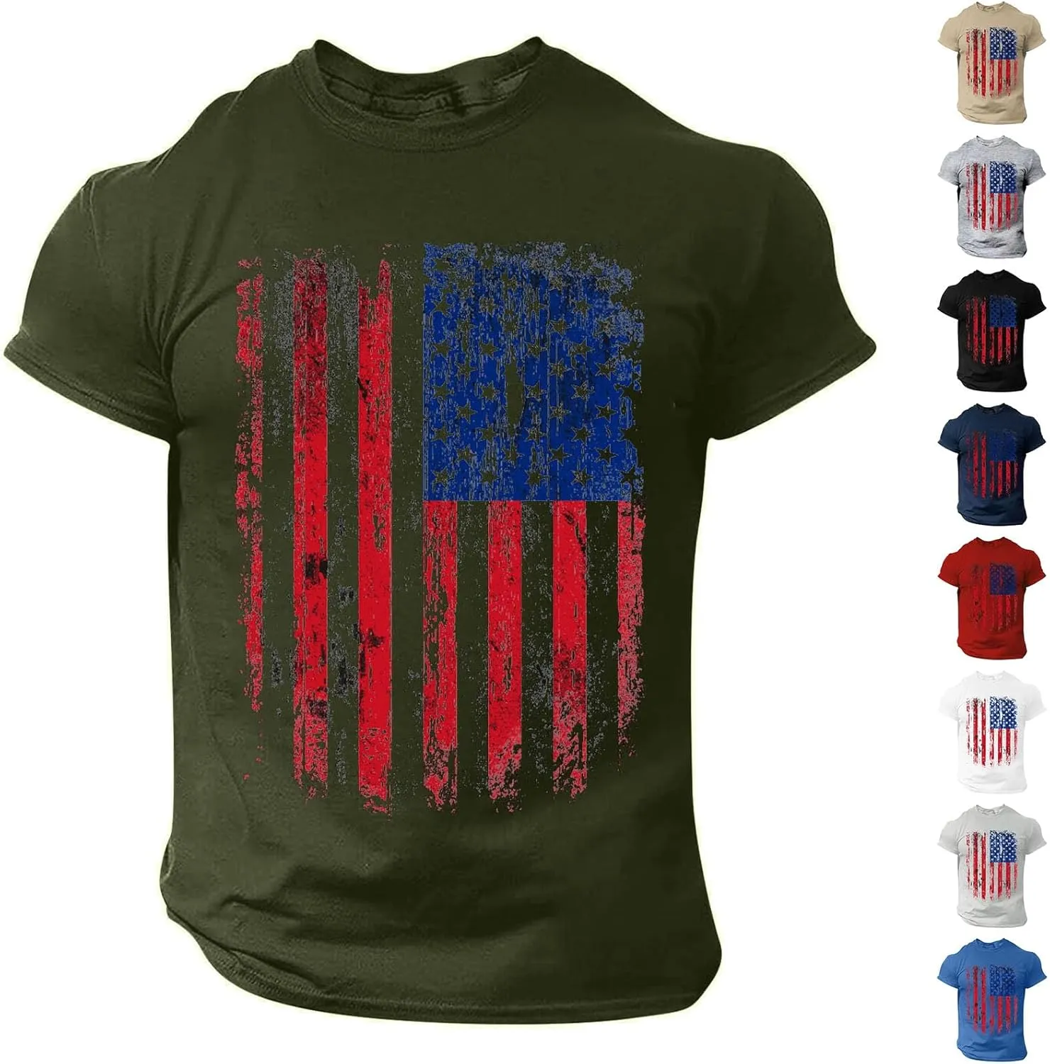 4th of July Patriotic T-Shirts for Men Summer Cooling Short Sleeve Casual American Flag Memorial Day Cotton T Shirts
