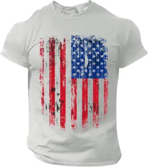4th of July Patriotic T-Shirts for Men Summer Cooling Short Sleeve Casual American Flag Memorial Day Cotton T Shirts
