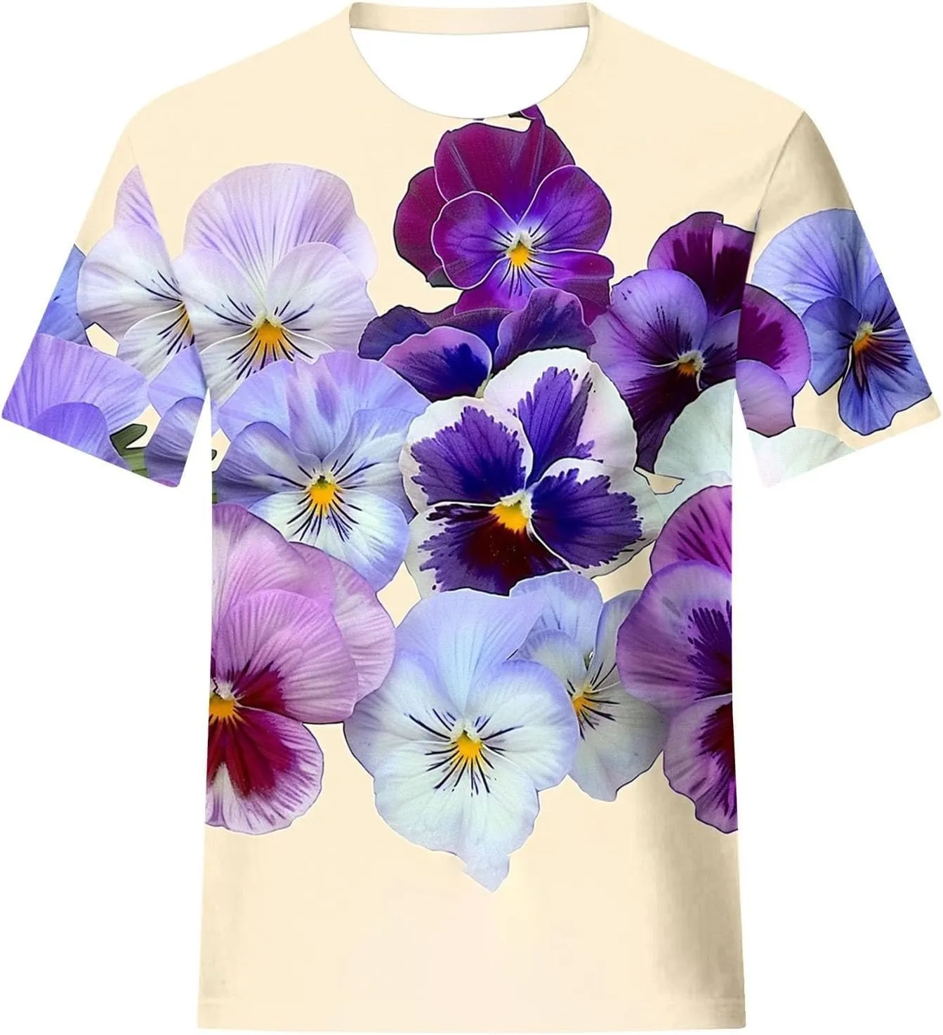 Alzheimers Awareness Shirts Women Summer Floral Print Tops O Neck Short Sleeve Lightweight Breathable Basic Clothing