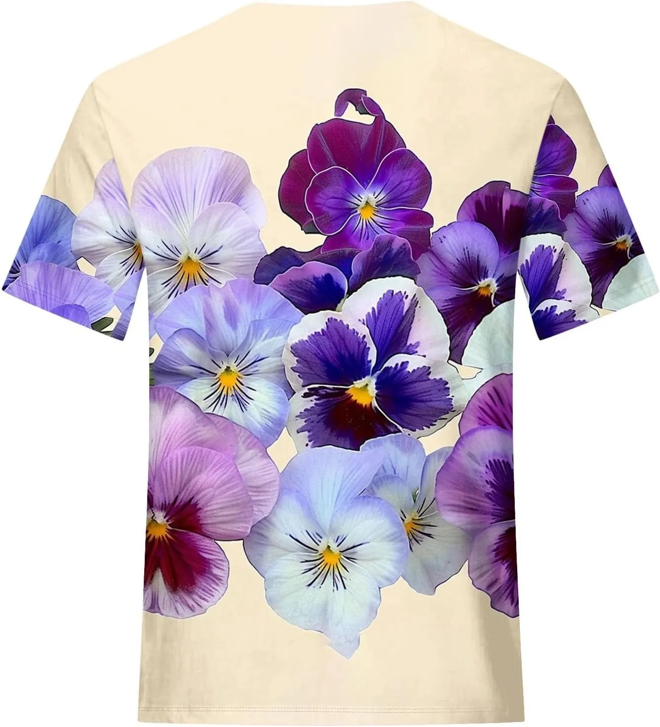 Alzheimers Awareness Shirts Women Summer Floral Print Tops O Neck Short Sleeve Lightweight Breathable Basic Clothing