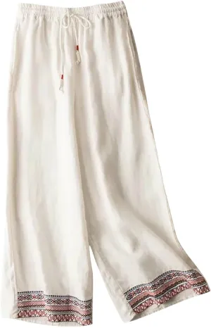 Baggy Wide Leg Pants for Women Lightweight Linen Pants Comfortable Summer Pants Drawstring High Waisted Pants 2025