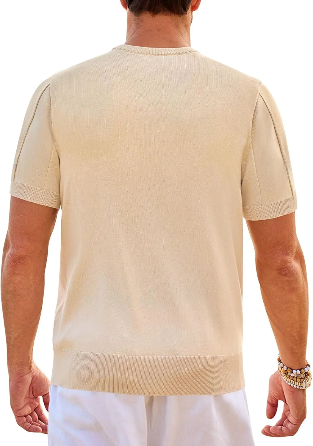 Beotyshow Men's T- Shirts Short Sleeve Knit Sweater Shirt Casual Crewneck Textured Pullover Tees