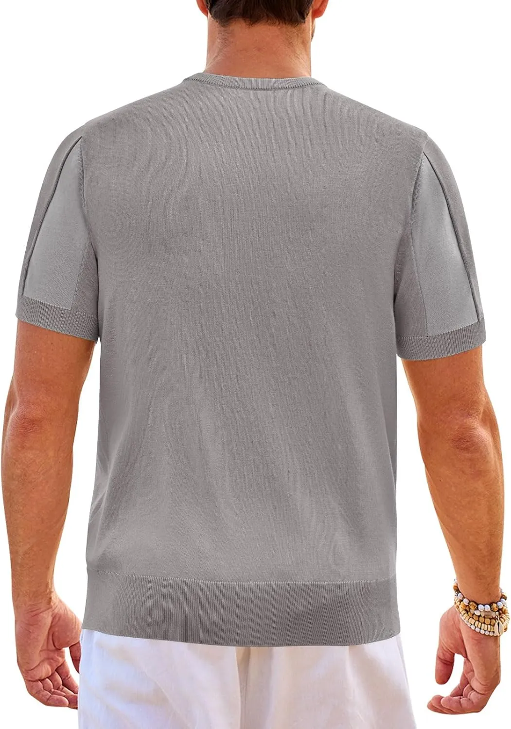 Beotyshow Men's T- Shirts Short Sleeve Knit Sweater Shirt Casual Crewneck Textured Pullover Tees