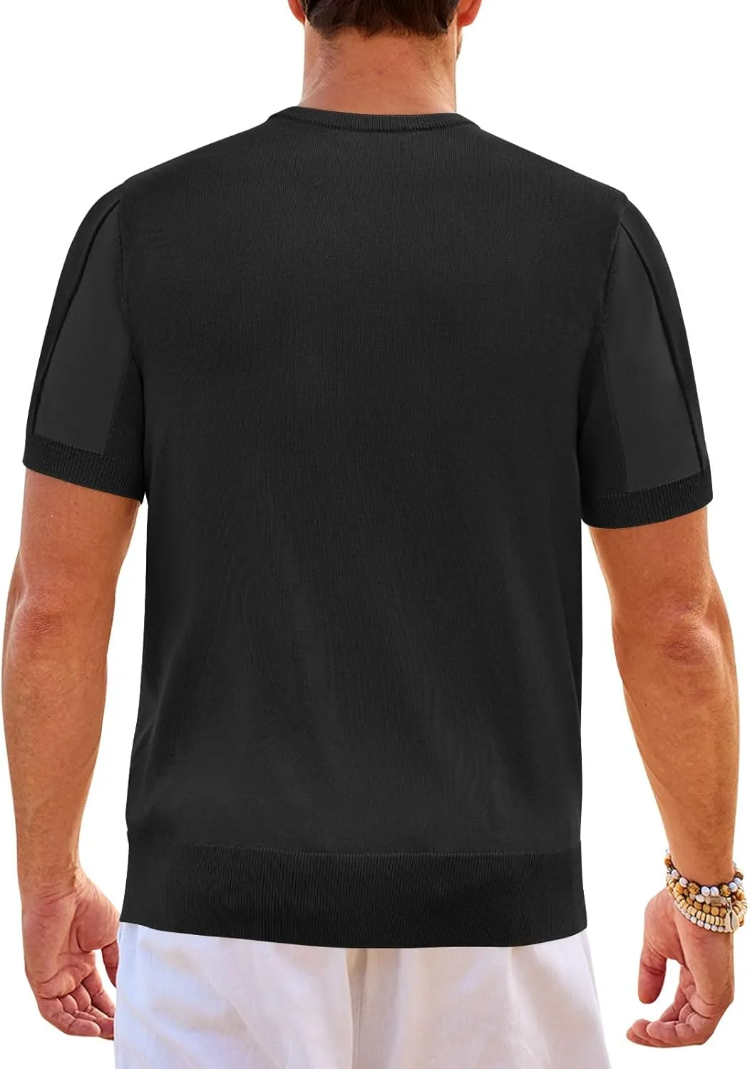 Beotyshow Men's T- Shirts Short Sleeve Knit Sweater Shirt Casual Crewneck Textured Pullover Tees