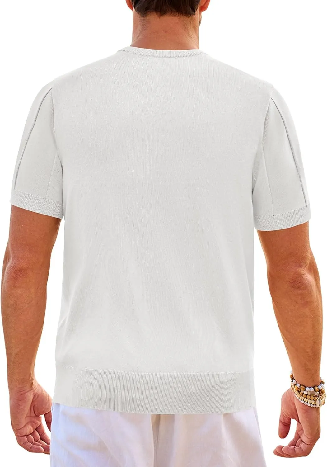 Beotyshow Men's T- Shirts Short Sleeve Knit Sweater Shirt Casual Crewneck Textured Pullover Tees