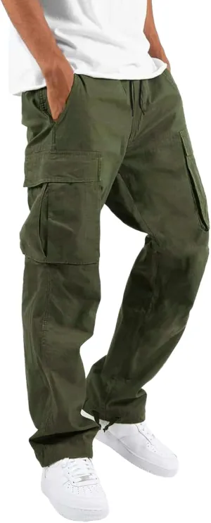BIFUTON Men's Cotton Casual Sweatpants Yoga Athletic Lounge Trousers Elastic Cargo Jogger Straight Leg Pants with Pockets