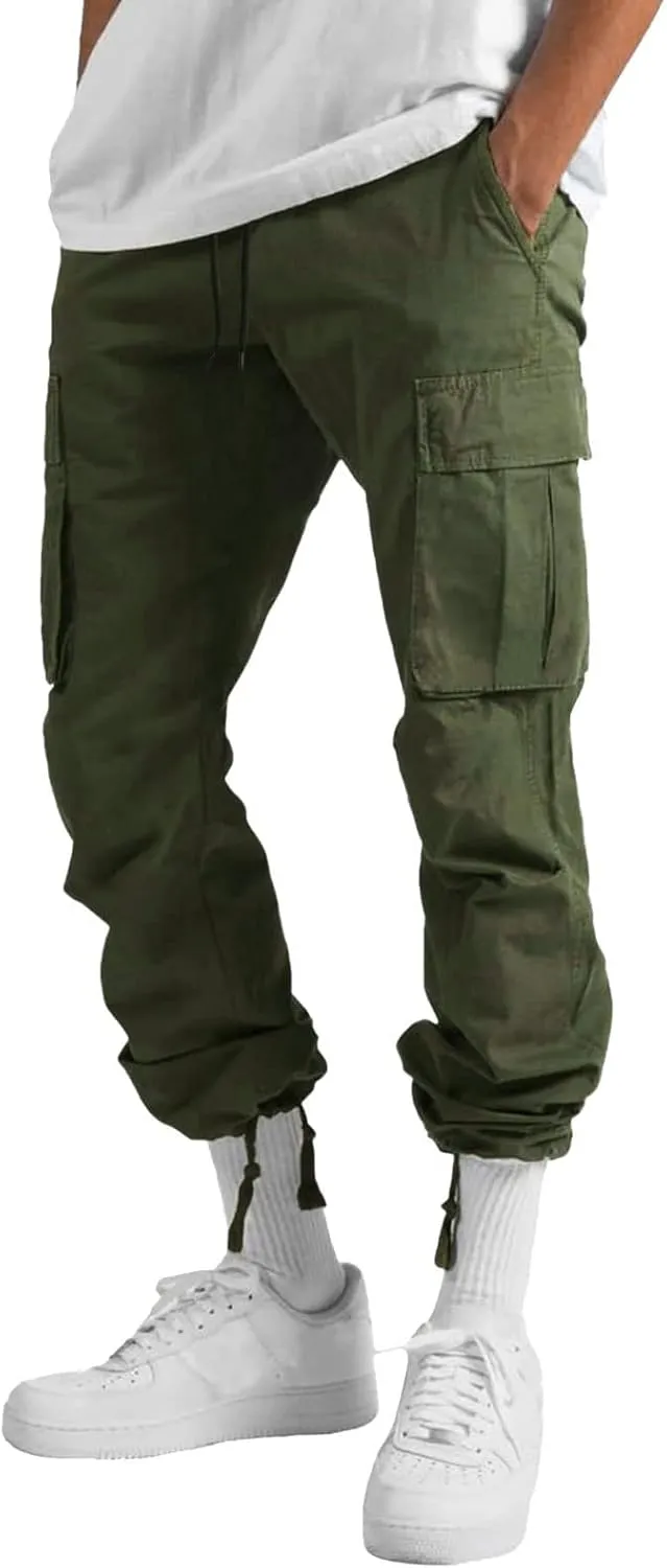 BIFUTON Men's Cotton Casual Sweatpants Yoga Athletic Lounge Trousers Elastic Cargo Jogger Straight Leg Pants with Pockets