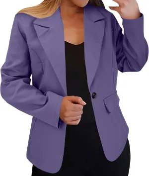 Blazers for Women 2025 Trendy Business Casual Jackets with Pockets Long Sleeve Lapel Office Blazer Outerwear