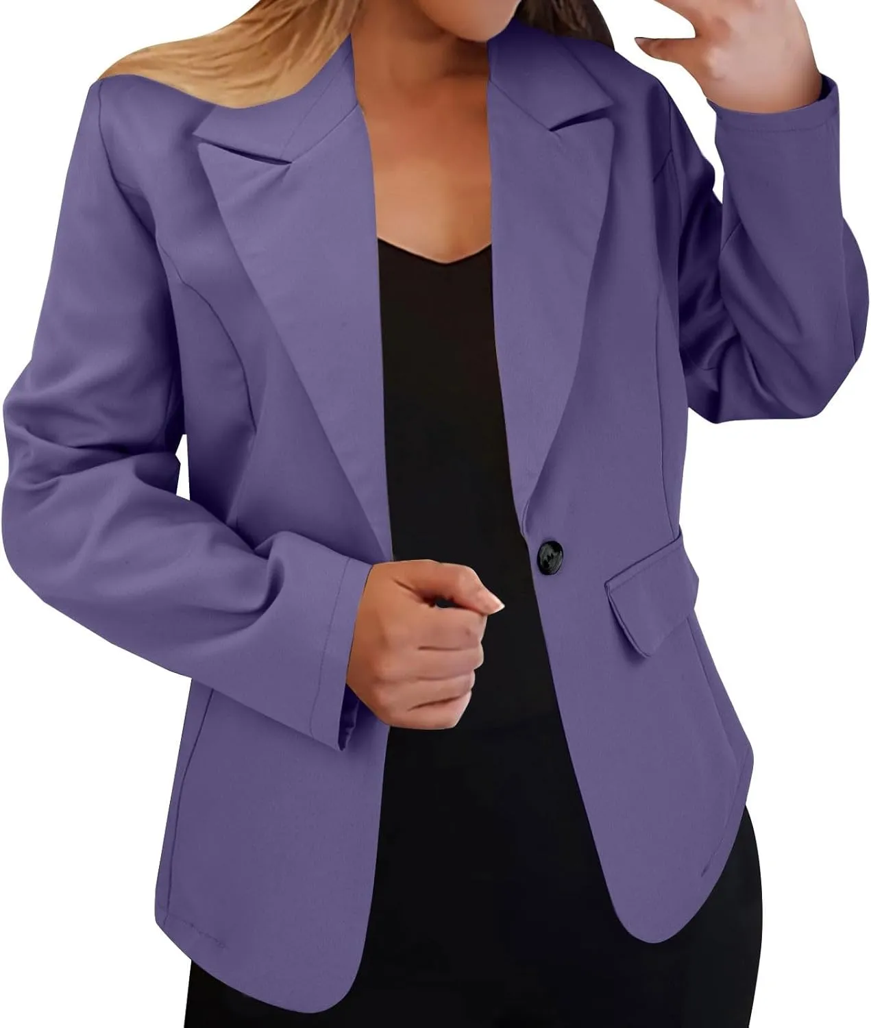 Blazers for Women 2025 Trendy Business Casual Jackets with Pockets Long Sleeve Lapel Office Blazer Outerwear