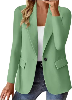Blazers for Women Business Casual 2025 Long Sleeve Blazers Solid Color Work Office Open Front Blazer Jackets Cardigan