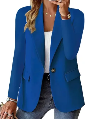 Blazers for Women Long Sleeve Open Front Cardigan Casual One Button Blazers Work Office Jackets 2025 Trendy Outfits