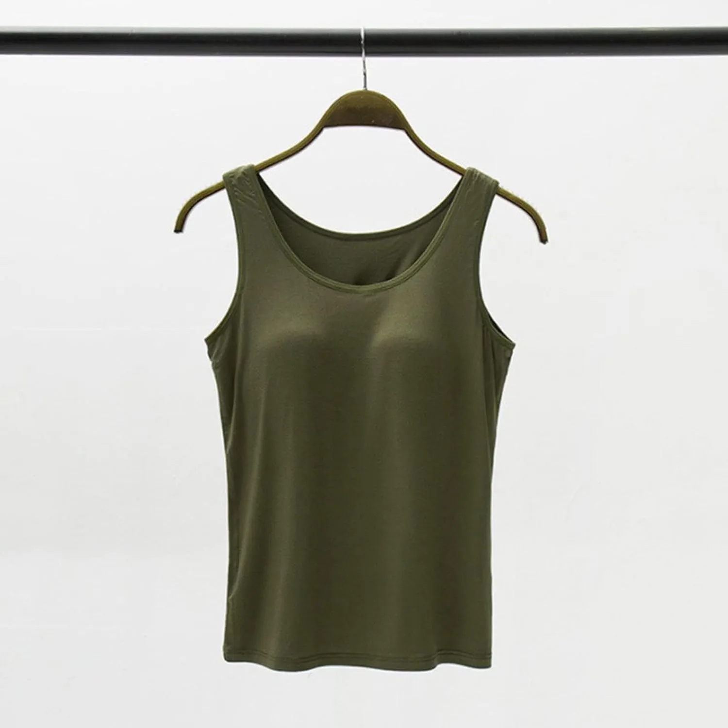 Built in Bra Tank Tops for Women Square Neck Seamless Tank Top Workout Yoga Shirts Basic Cami Vest Summer Clothes