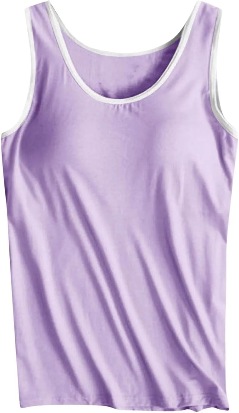 Camisole Tops for Women Built in Bra Tank Tops for Women 2025 Bras No Underwire Yoga Tops Workout Sports Padded Cami