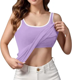 Camisole Tops for Women Built in Bra Tank Tops for Women 2025 Bras No Underwire Yoga Tops Workout Sports Padded Cami