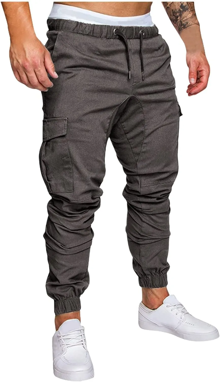 Cargo Pants for Men Big and Tall Grey Pants Slim Fit Pants Mens Sweat Pants Cargo Pants for Men Solid Casual Multiple
