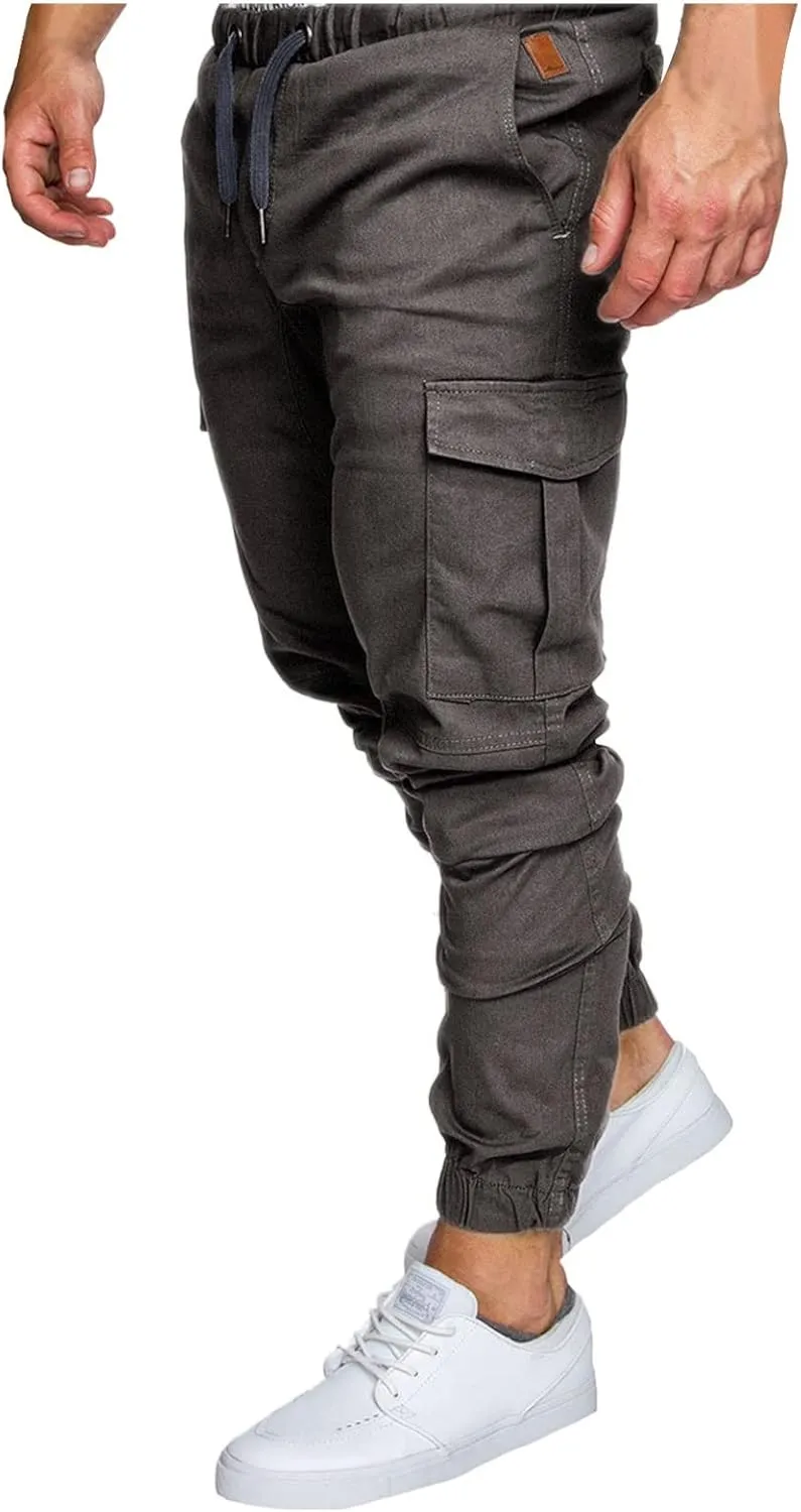 Cargo Pants for Men Big and Tall Grey Pants Slim Fit Pants Mens Sweat Pants Cargo Pants for Men Solid Casual Multiple