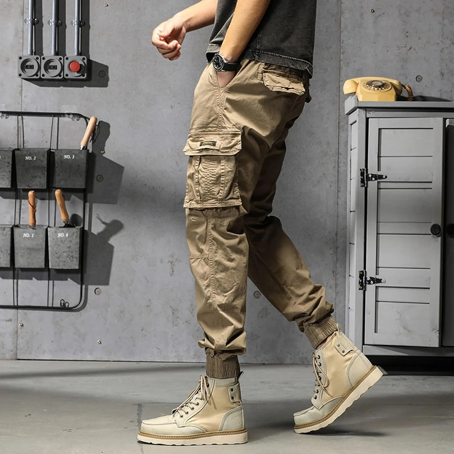 Cargo Pants for Men Joggers Pants Tactical Trousers with 6 Pockets Sports Hiking Work Pants Men's Hip Hop Harem Pants