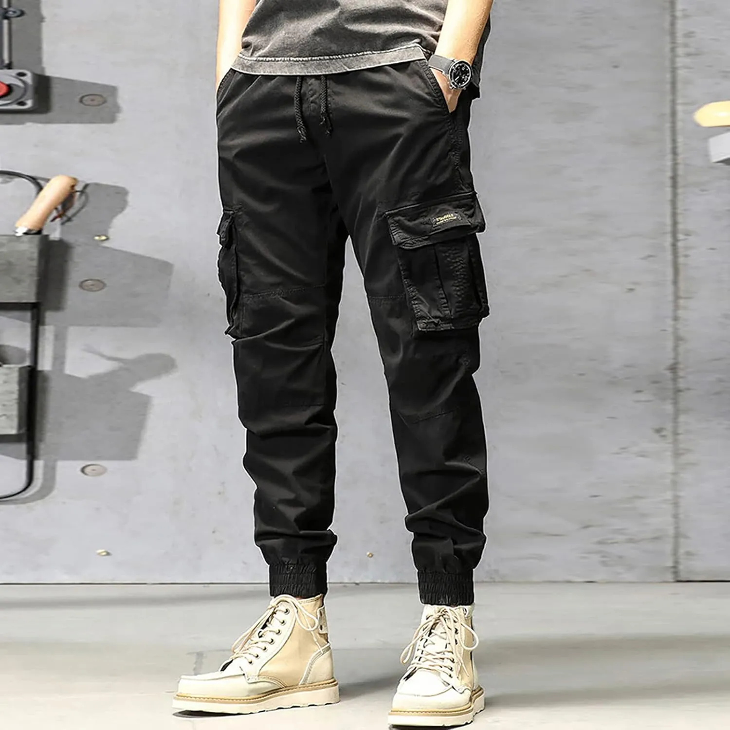 Cargo Pants for Men Joggers Pants Tactical Trousers with 6 Pockets Sports Hiking Work Pants Men's Hip Hop Harem Pants