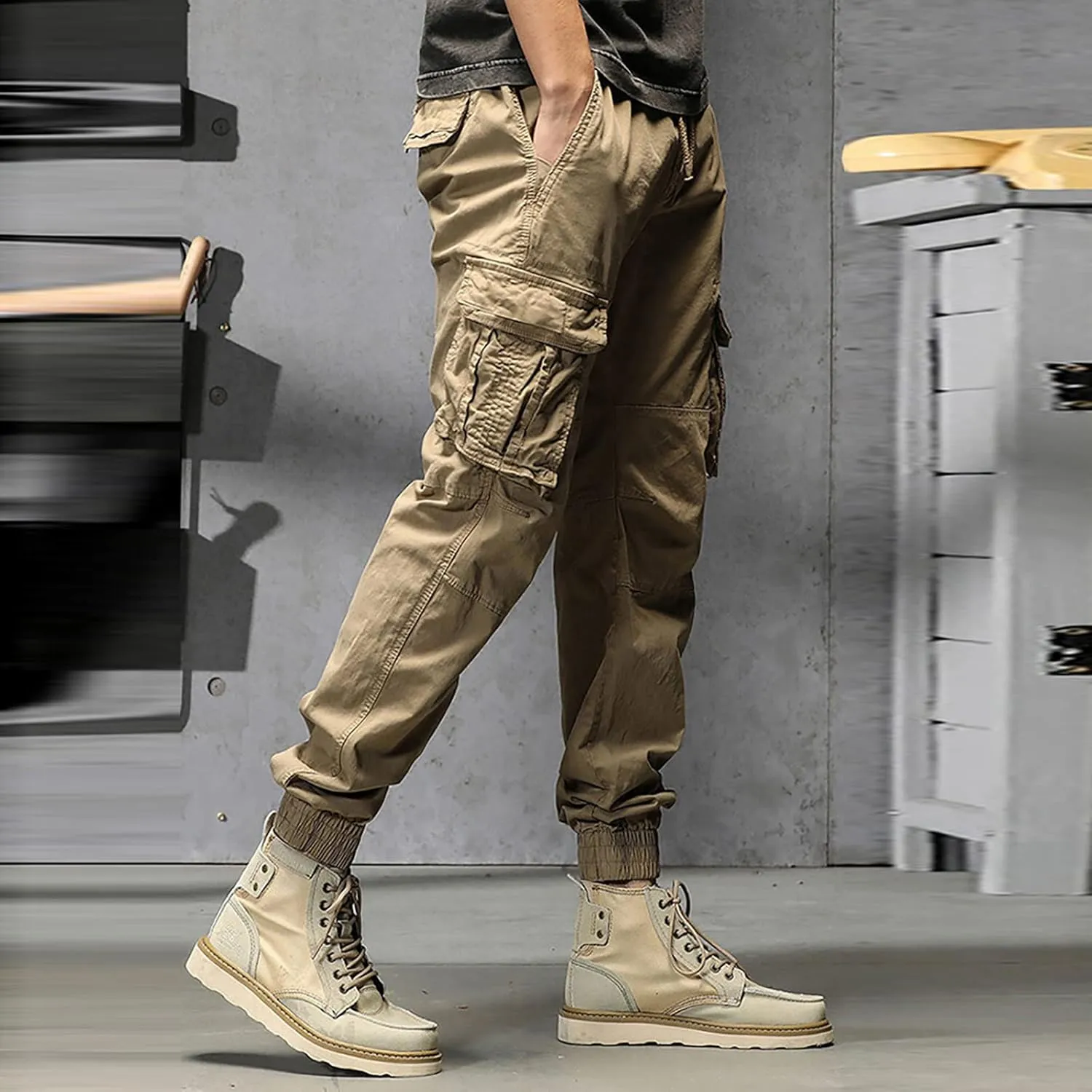 Cargo Pants for Men Joggers Pants Tactical Trousers with 6 Pockets Sports Hiking Work Pants Men's Hip Hop Harem Pants