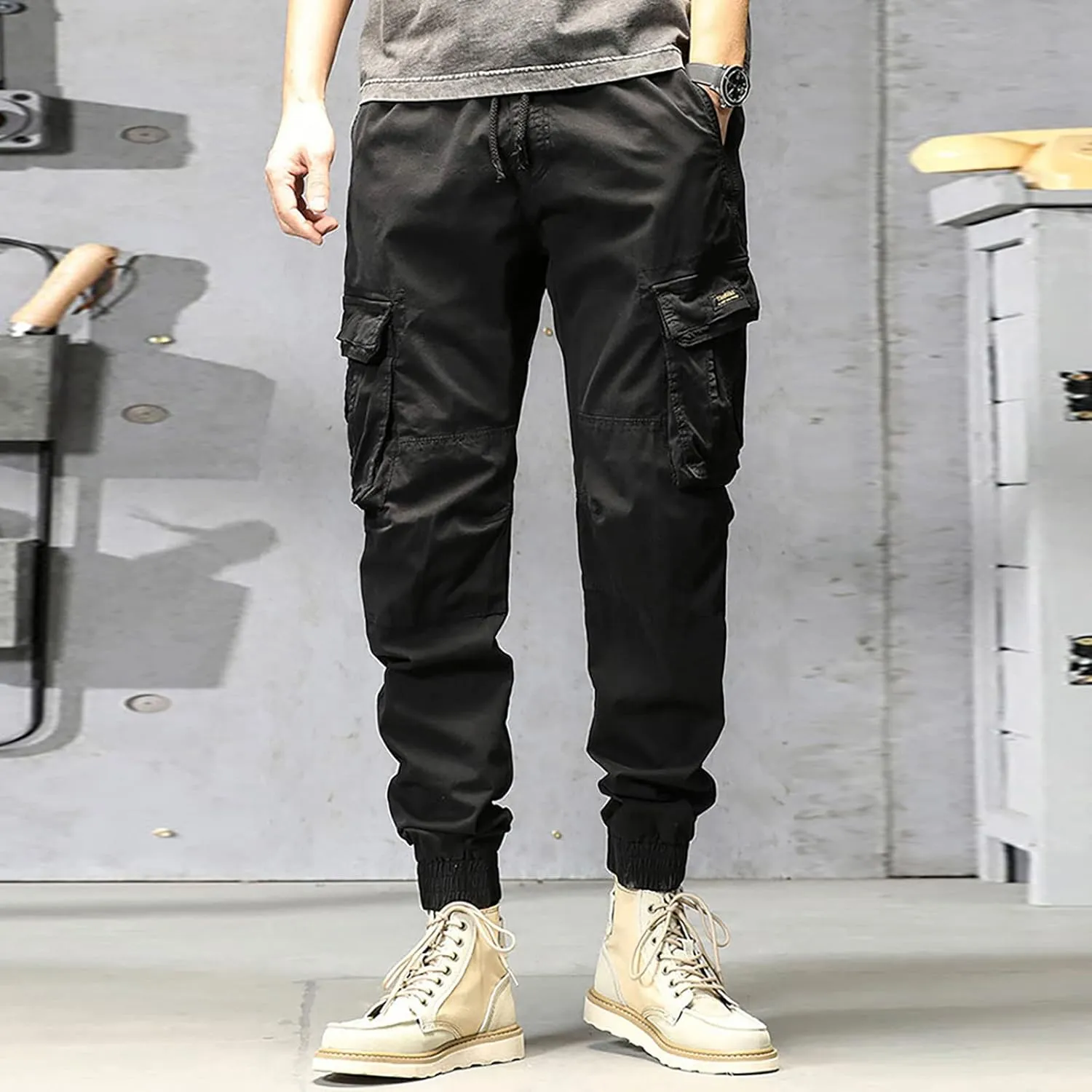 Cargo Pants for Men Joggers Pants Tactical Trousers with 6 Pockets Sports Hiking Work Pants Men's Hip Hop Harem Pants