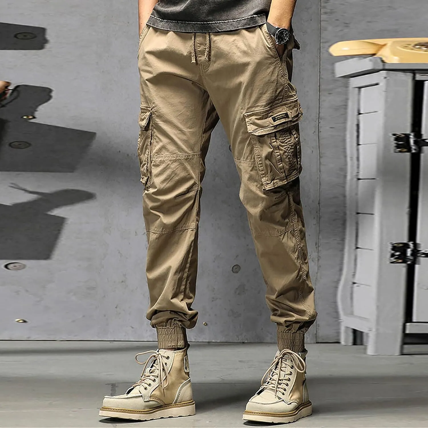 Cargo Pants for Men Joggers Pants Tactical Trousers with 6 Pockets Sports Hiking Work Pants Men's Hip Hop Harem Pants