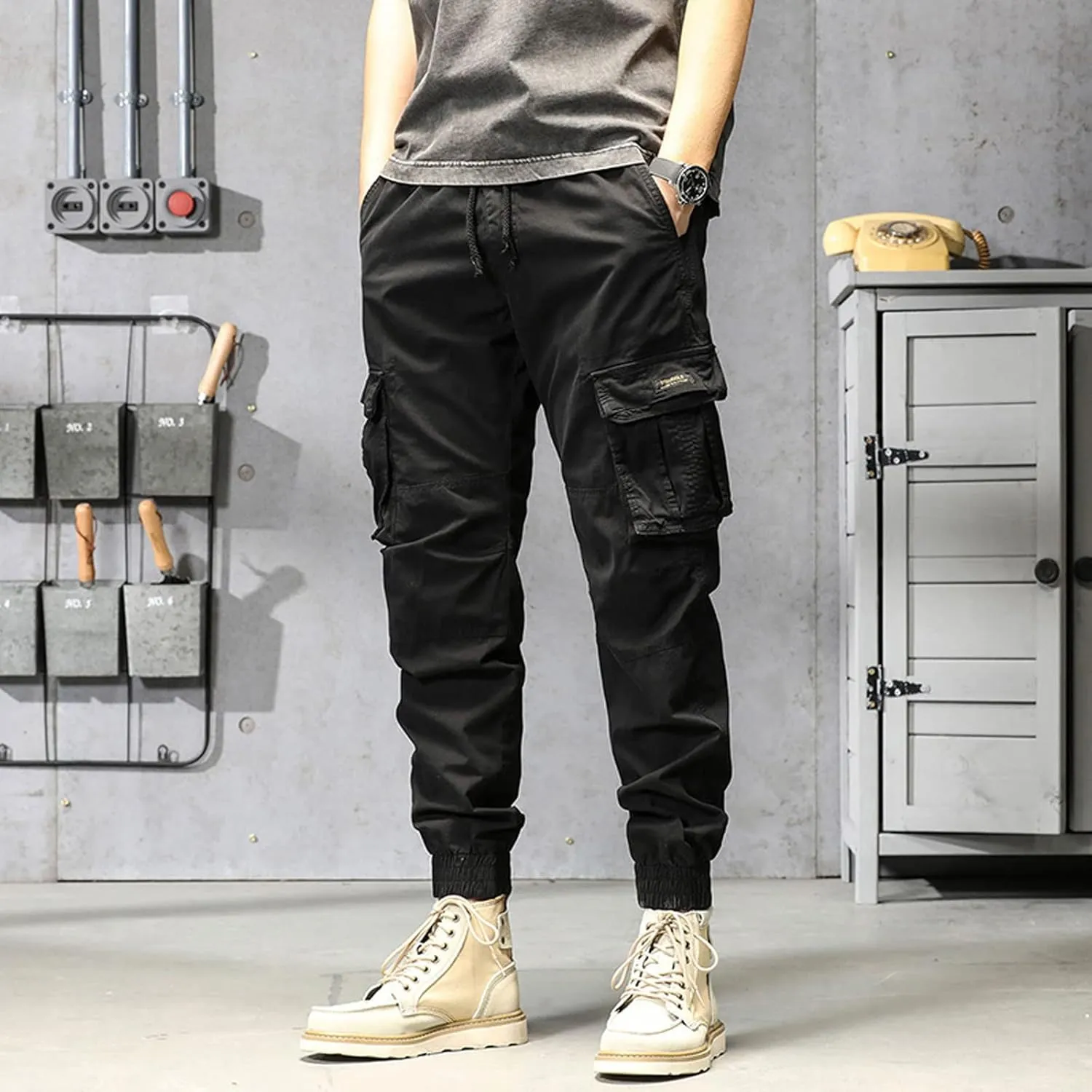 Cargo Pants for Men Joggers Pants Tactical Trousers with 6 Pockets Sports Hiking Work Pants Men's Hip Hop Harem Pants