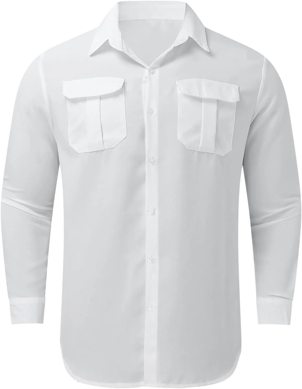 Cargo Shirts for Men Construction Work Shirts Button Up UV Long Sleeve Sun Protection Tactical Hiking Fishing Shirt
