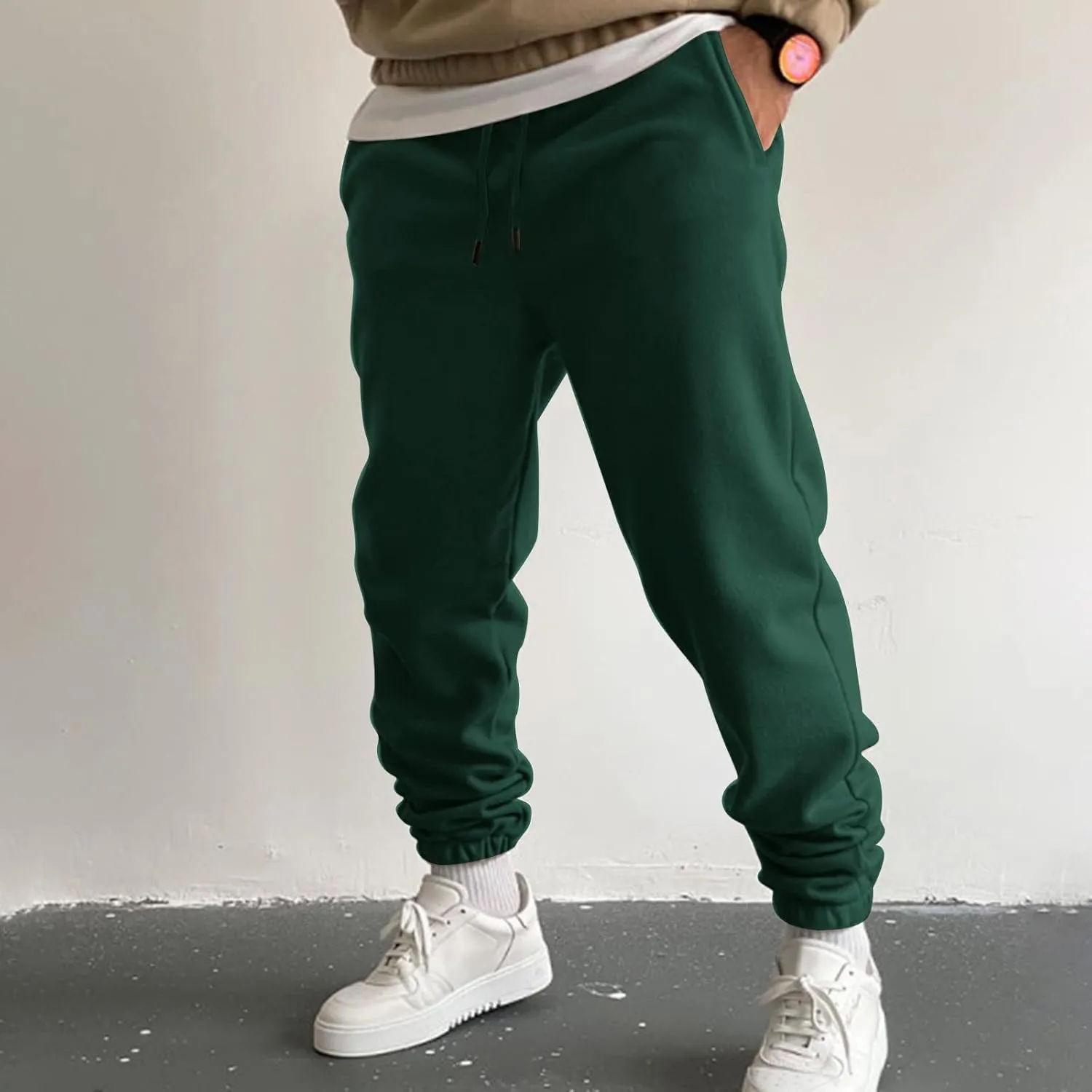 Cargo Trousers for Men Drawstring Trousers Plus Size Athletic Elastic Waist Drawstring Joggers Casual Closed Bottom