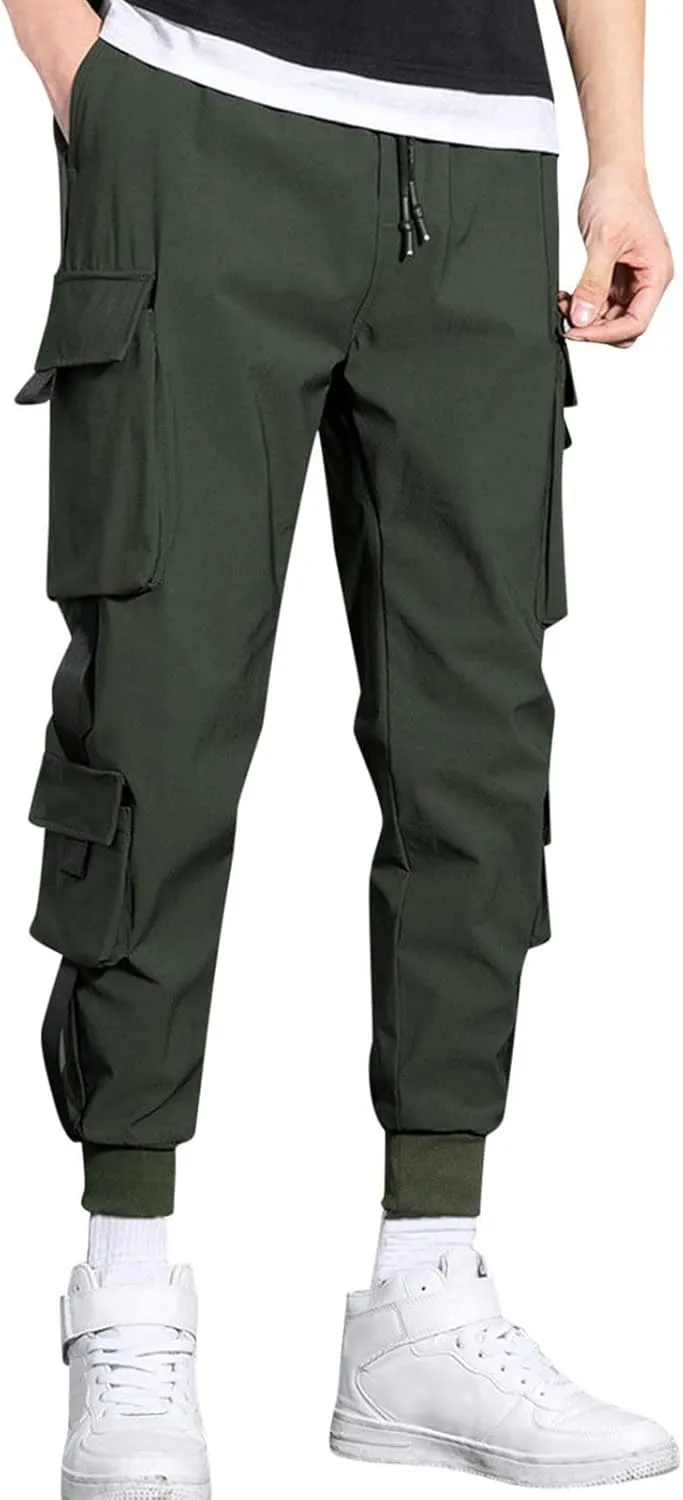 Cargo Trousers for Men Elastic Waist Hiking Pants Sport Pants Jogger Sweatpants Men's Pants Straight Fit Cargo Pants