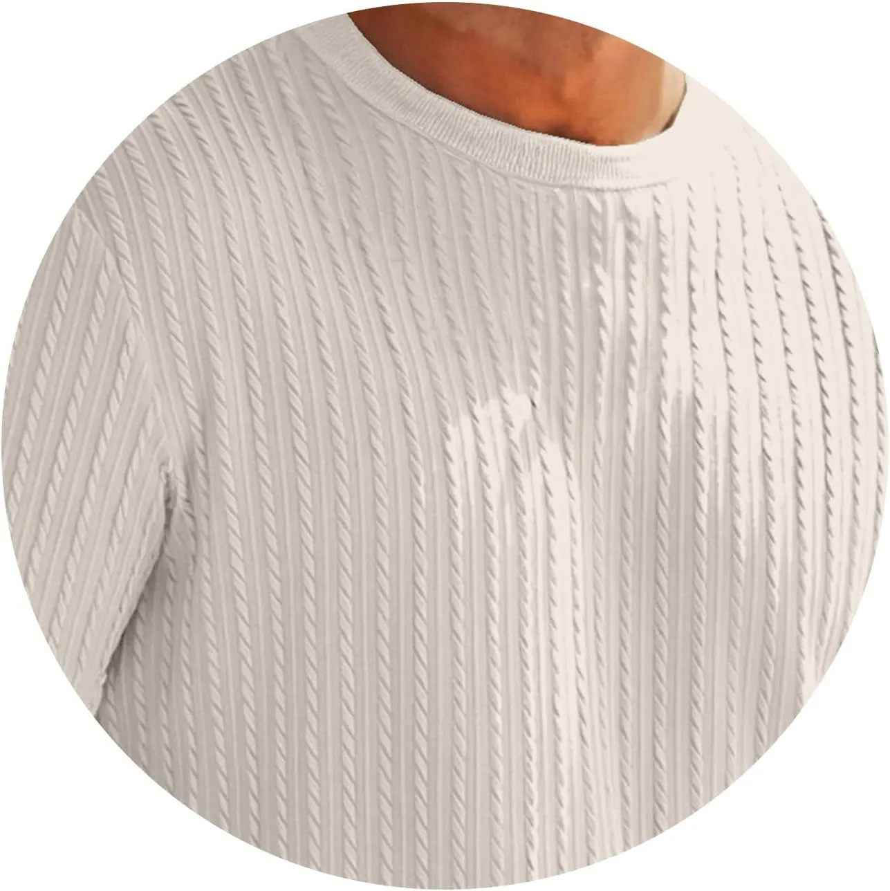 Casual Pullover T-Shirts for Men Knitted Jacquard Textured Shirt Round Neck Short Sleeve Tops Summer Cooling Fit Tees