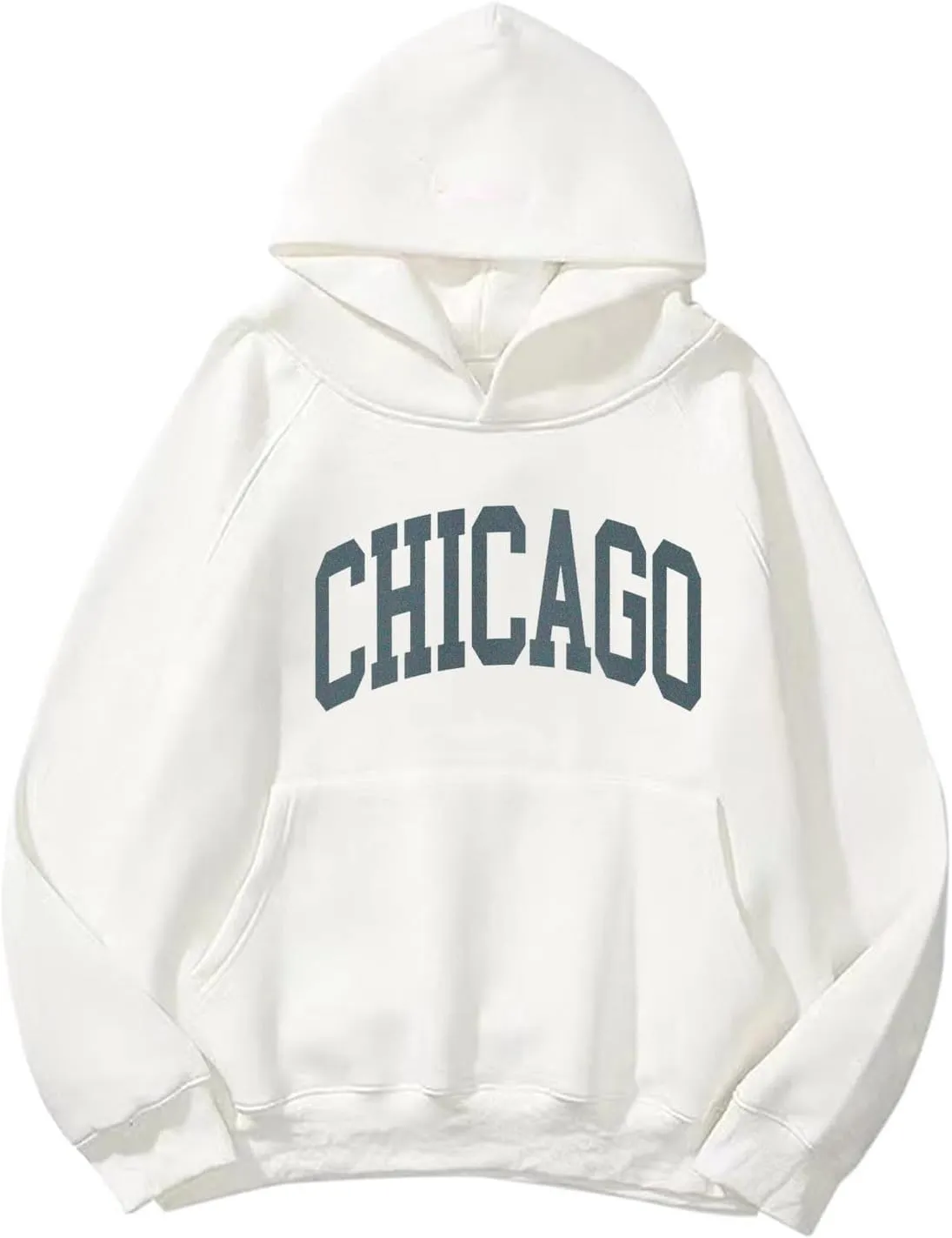 Chicago Hoodies for Women Cozy Sweatshirt Y2K Crewneck Long Sleeve Pullover Oversized Hoodie with Pockets