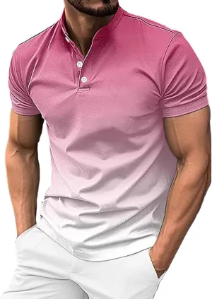 Color Block Polo Shirts for Men Sport Casual Golf Tennis Shirts Summer Short Sleeve Button Up Collared Work T-Shirt