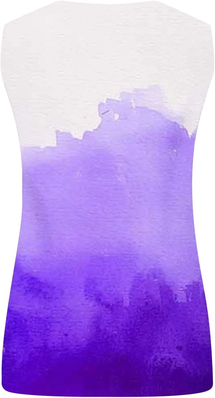 Color Block Tank Tops for Women Summer Plus Size Tanks Sleeveless Button Henley Shirts Casual Loose Fit Tunic Blouses