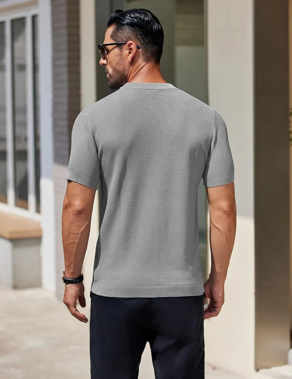 COOFANDY Men's Knit T-Shirts Short Sleeve Crewneck Shirt Casual Textured Pullover Tees