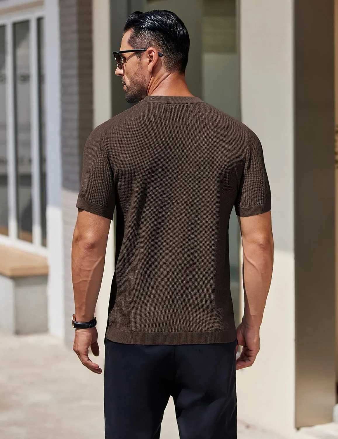 COOFANDY Men's Knit T-Shirts Short Sleeve Crewneck Shirt Casual Textured Pullover Tees
