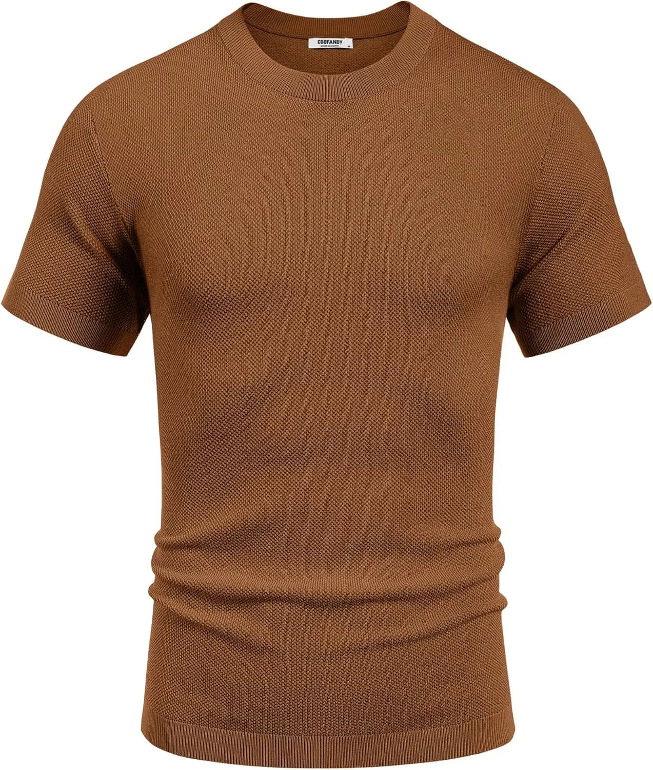 COOFANDY Men's Knit T-Shirts Short Sleeve Crewneck Shirt Casual Textured Pullover Tees